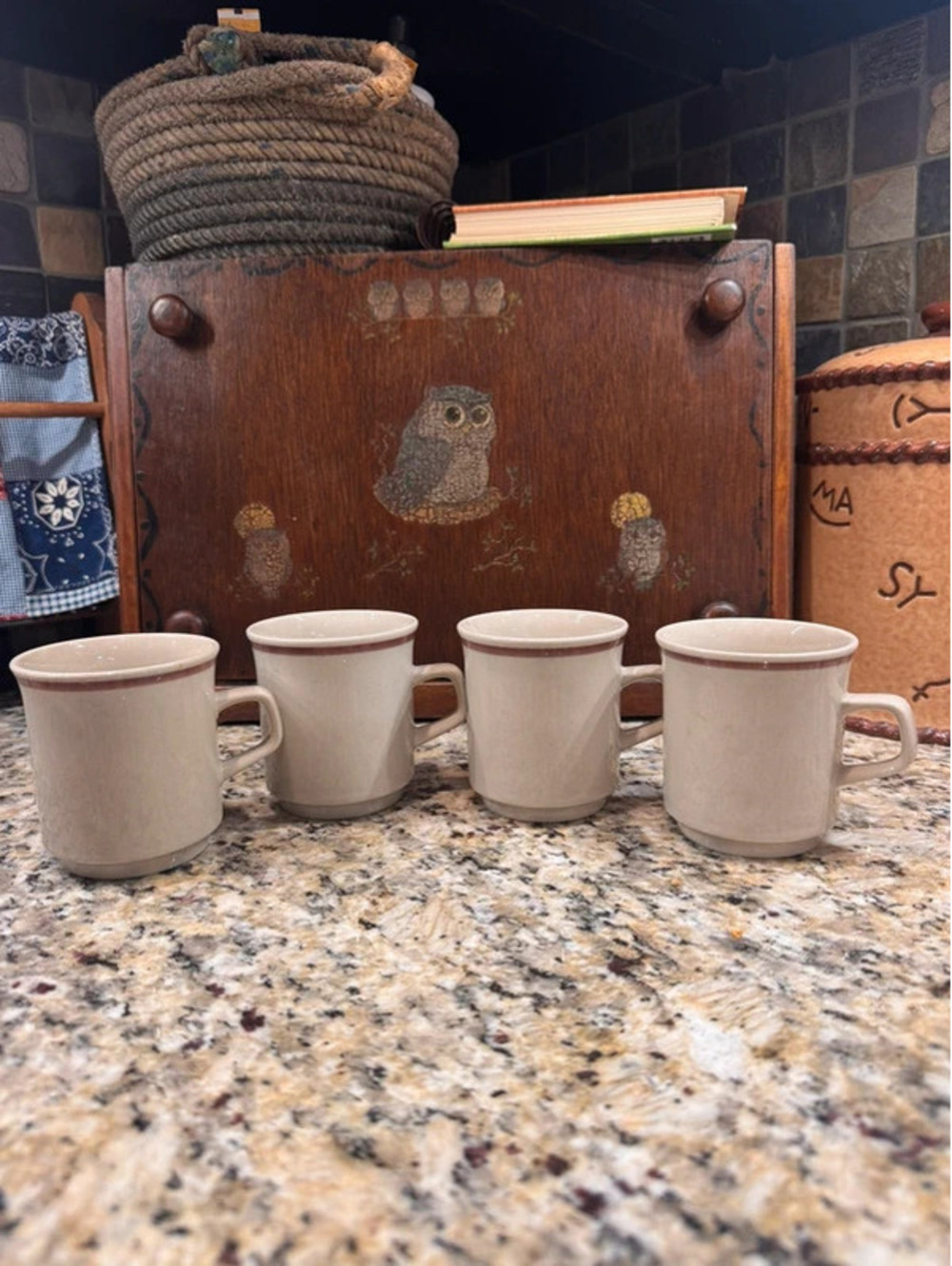 Set of 4 vintage cafe mugs